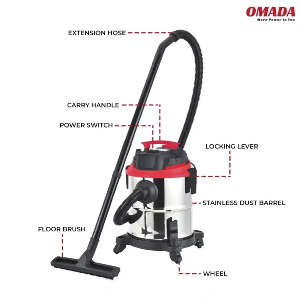 Omada 1200 W 20 L Vaccum Cleaner for Home/Office/Car Use, OMD-VCSP20L - Image 2