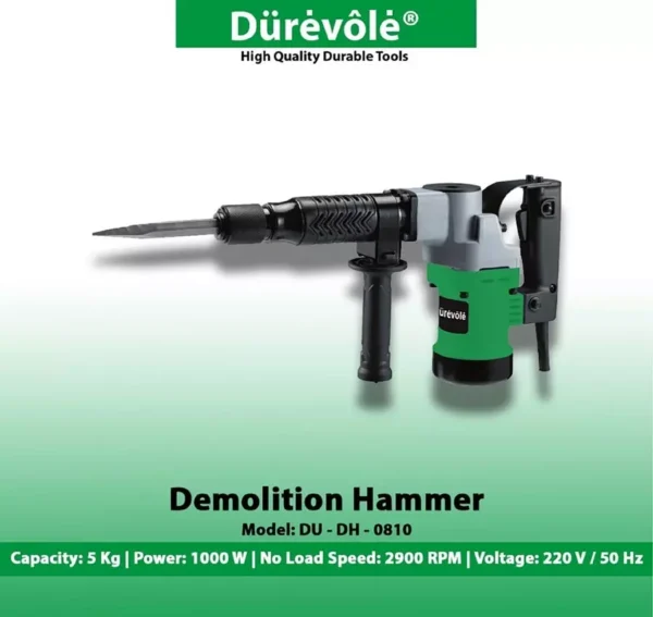 Durevole 1000 W 6-25 J 2900 RPM Electric Demolition Hammer DU-DH-0810 - Image 3