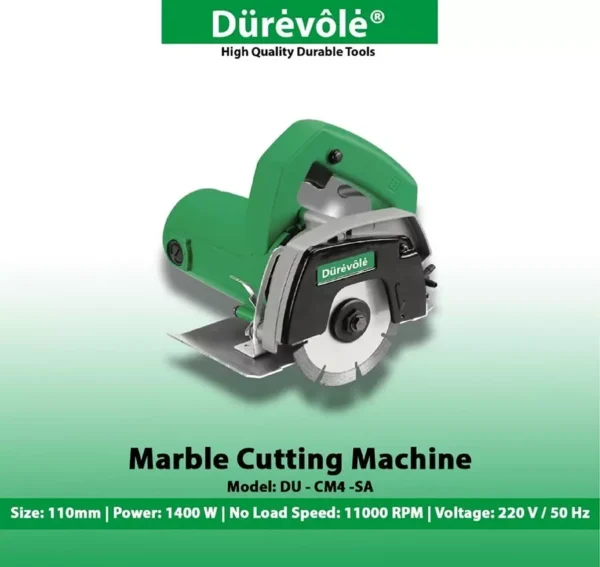 Durevole 110 mm 1400 W 11000 RPM Marble Cutting Machine DU-CM4-SA - Image 3