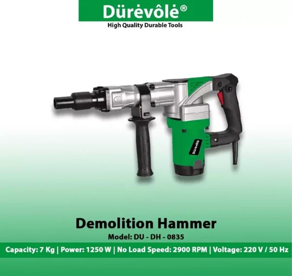 Durevole 1250 W 6-25 J 2900 RPM Electric Demolition Hammer DU-DH-0835 - Image 3