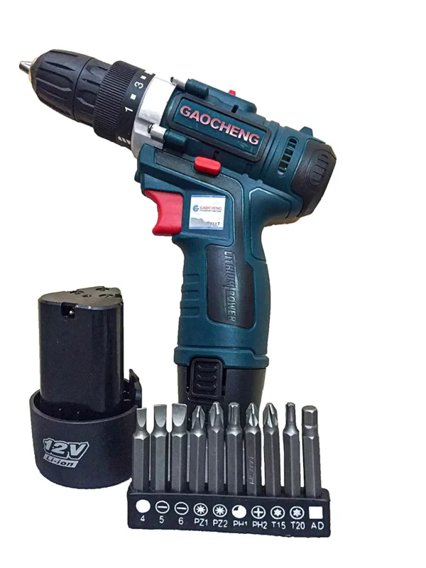 Gaocheng 10 mm 12 V 420-1350 RPM Cordless Screwdriver and Drill DSD12