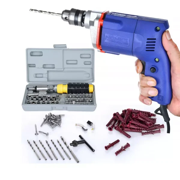 Generic Drill Machine With Screwdriver Set Combo 112 Pcs