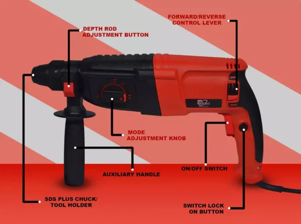 HPD Shakti 800W 0-1100 rpm Rotary Hammer - Image 2