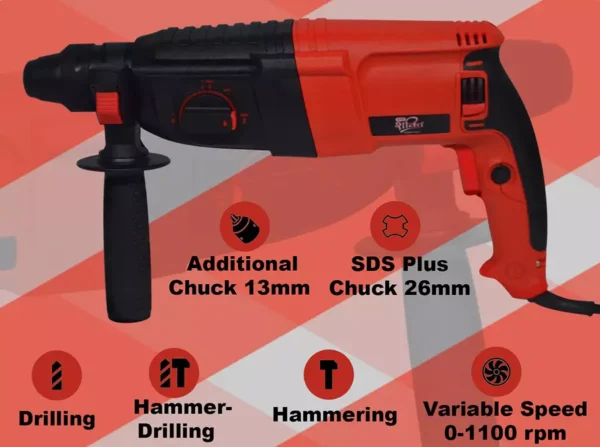 HPD Shakti 800W 0-1100 rpm Rotary Hammer - Image 3