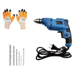 Hillgrove 500 W 10 Mm Drill Machine With Gloves, 6 Pcs Masonry & Metal Drill Bit, Hgcm219m1