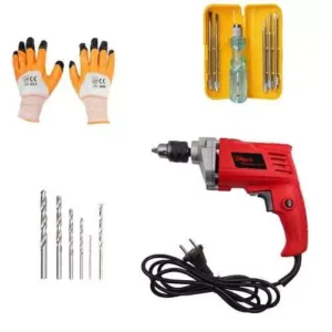 Hillgrove 550 W 10 Mm Drill Machine, Hand Gloves Set, Hgcm324m1