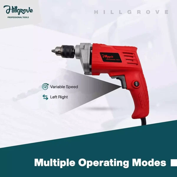 Hillgrove 550 W 10 mm Drill Machine with Gloves, 6 Pcs Masonry & Metal Drill Bit, HGCM220M1 - Image 3