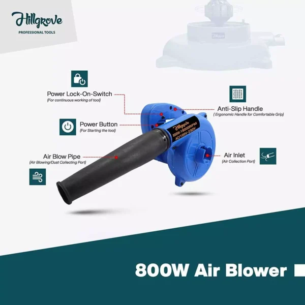 Hillgrove 800 W 18000 rpm Electric Suction Dust Cleaner Air Blower Combo, HGCM347M1 - Image 2