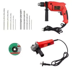 Hillgrove 850 W Angle Grinder, 700 W Drill Machine, 10 Pcs Hss & Masonry Drill Bits Combo, Hgcm388m1