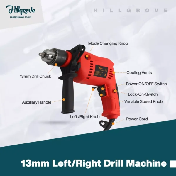 Hillgrove Angle Grinder with Drill Machine 4 inch, HGCM713M1 - Image 2