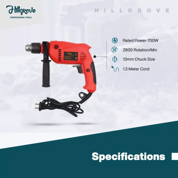 Hillgrove Chuck Size 13 mm Drill Machine 2800 RPM, HGCM848M1 - Image 3