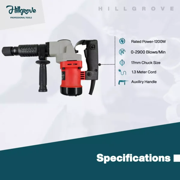 Hillgrove Chuck Size 17 mm Hammer Impact Drill kit 1200 W, HGCM877M2 - Image 2