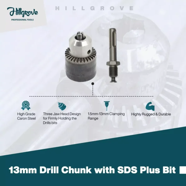 Hillgrove Chuck Size 20 mm Hammer Impact Drill kit with 3 Bits 750 W, HGCM739M1 - Image 2