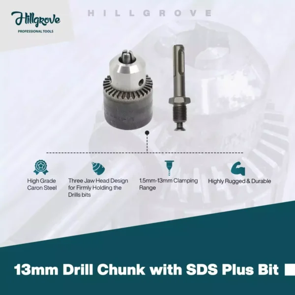 Hillgrove Chuck Size 20 mm Hammer Impact Drill kit with 3 Bits 750 W, HGCM749M1 - Image 2