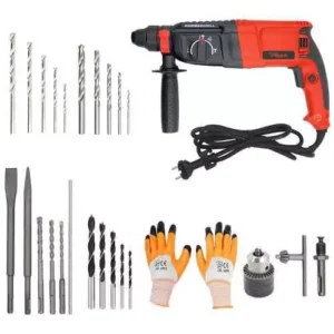 Hillgrove Hgcm252m1 1200 W 26 Mm Hammer Impact Drill Machine Set Gloves Hgcm513