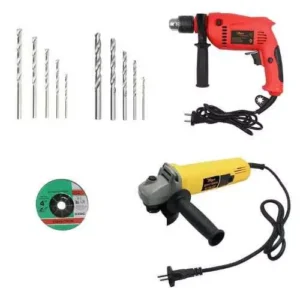 Hillgrove hgcm341m1 850 w angle grinder, 700 w 13 mm drill machine combo, hgcm633