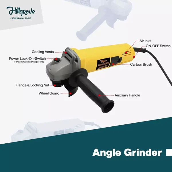 Hillgrove HGCM369M1 1200 W 26 mm Hammer Impact Drill Machine, 850 W Angle Grinder Combo, HGCM661 - Image 2