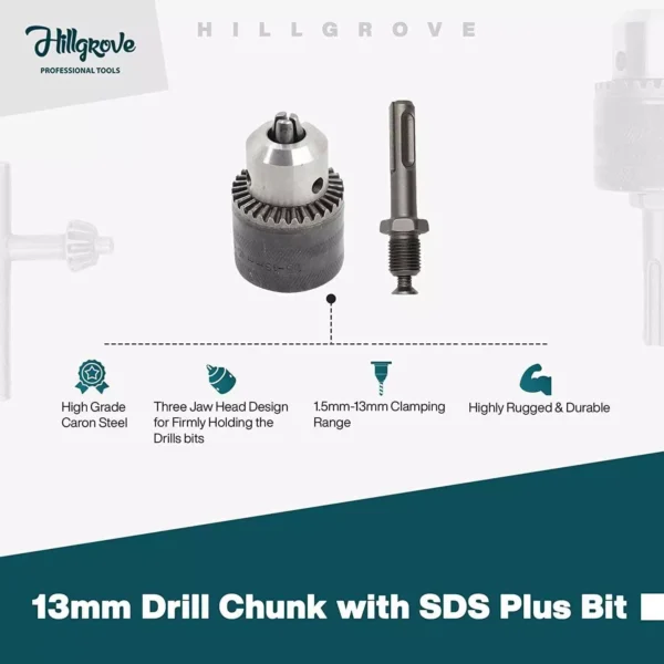 Hillgrove HGCM372M1 1200 W 26 mm Hammer Impact Drill Machine, 850 W Angle Grinder s Combo, HGCM664 - Image 3
