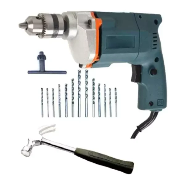 IB BASICS 10 mm 350 W Drill Machine Power with 13Pcs HSS, 5Pcs Masonry Bit & Hand Tool Kit