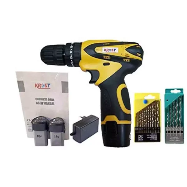 Krost 10 mm 18 V 600-1500 RPM Cordless Screwdriver and Drill