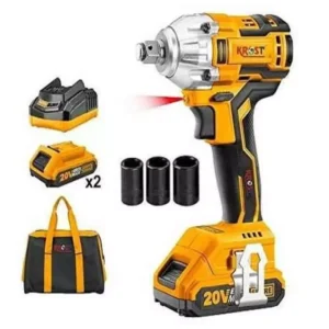 Krost 300nm 20v Brushless Motor Cordless Impact Wrench With 2 Batteries