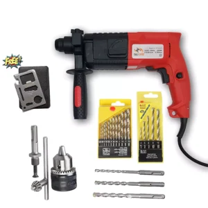 Krost Reverse Forward 20mm Rotary Hammer Drill Machine Red With Drill Bit Set