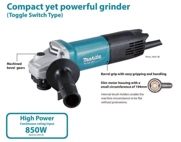 Makita M9513B 850 W 100 mm Angle Grinder - Image 3