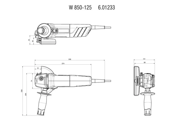 Metabo W 850 - 100 530 W 125 mm Angle Grinder - Image 2