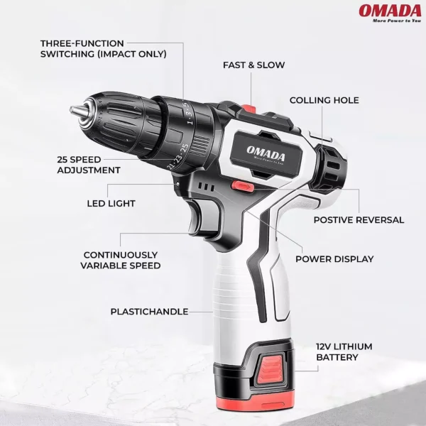 Omada 12 V Li-Ion Battery Cordless Drill OMD-GT-1001 - Image 2