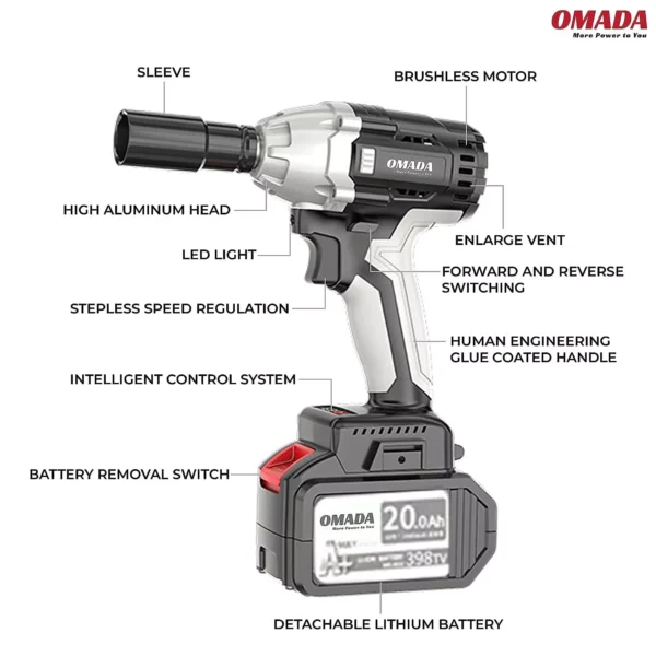 Omada 3600 rpm 21 V Li-Ion Battery Cordless Drill OMD-GT-1004 - Image 2