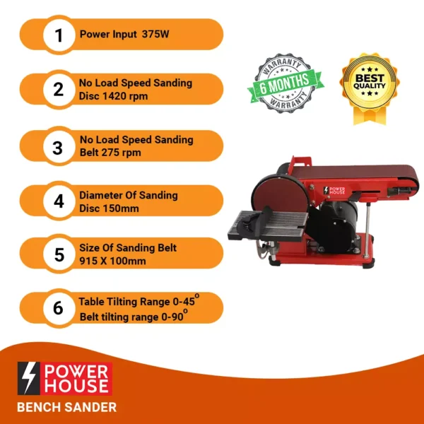 Powerhouse Bench Sander 375 Watt with 6 Months Warranty - Image 2