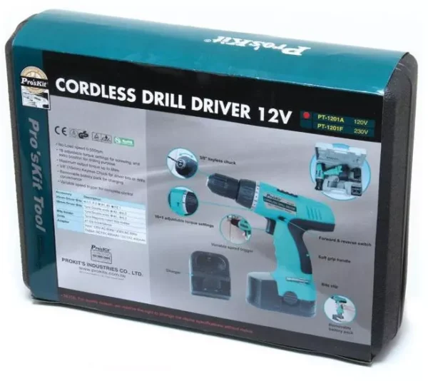 Pro'sKit 10.8 V 50 Hz Cordless Drill Driver PT-1080F - Image 2