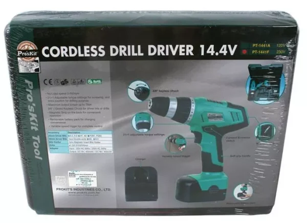 Pro'sKit 14.4 V 50 Hz Cordless Drill Driver PT-1441F - Image 2