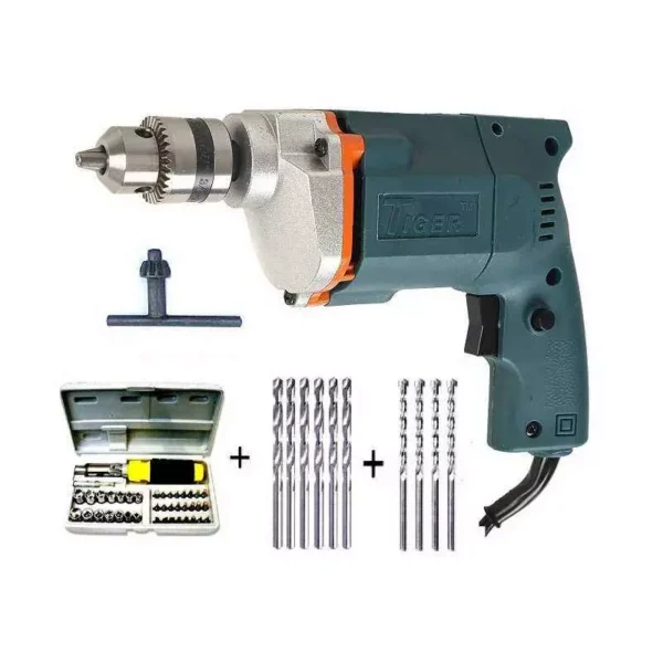 Tiger Drill Machine with 6 HSS, 4 Masonry Bit Set and 41 Pcs Screwdriver Set TGP10 300W 10 mm