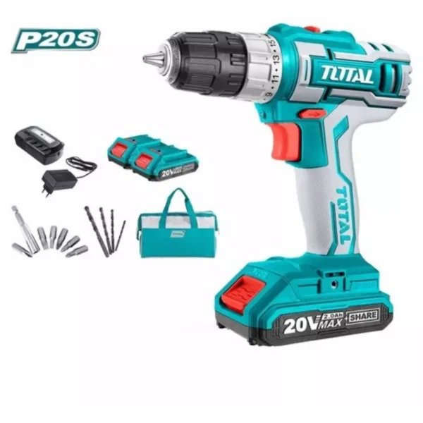 Total 0.8-10 mm Chuck Size 20 V 1350 rpm Cordless Drill, TDLI20025