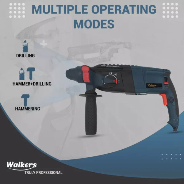 Walkers 1200 W Hammer Impact Drill Kit 26 mm Chuck Size with 5 Bits, WKCB351M1 - Image 2