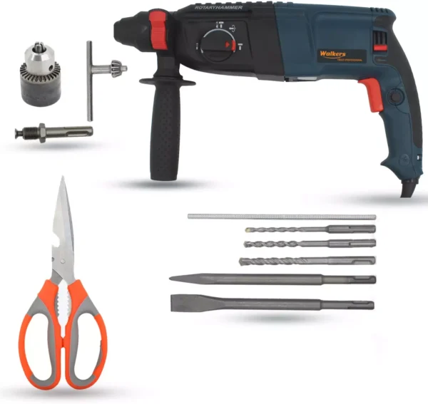 Walkers 1200 W Hammer Impact Drill Kit 26 mm Chuck Size with 5 Bits, WKCB361M1