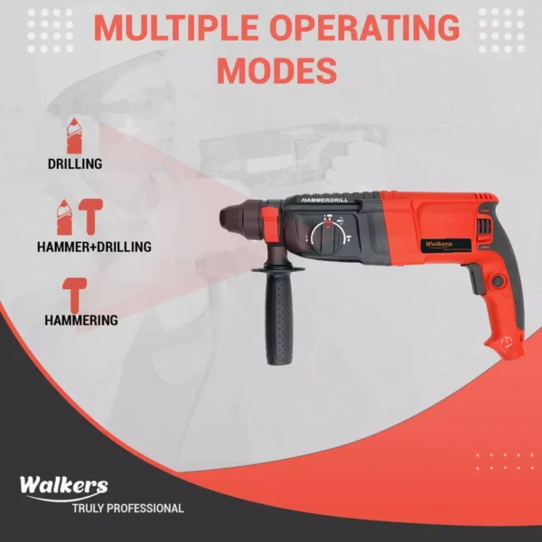 Walkers 1200 W Hammer Impact Drill Kit 26 mm Chuck Size with 5 Bits, WKCB374M1 - Image 2