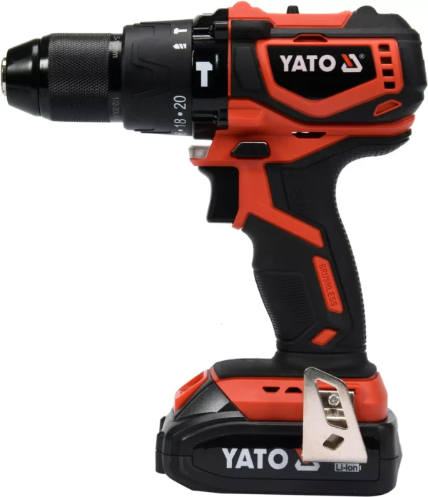 Yato 0 - 2000 RPM Battery Operated Brushless Cordless Drill Driver Kit YT-82796 - Image 2