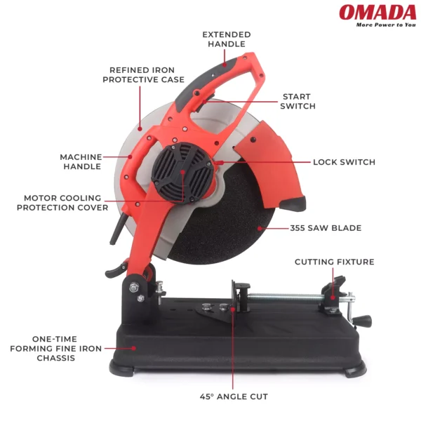 Omada OMD-CUTTER9011 2400W Stainless Steel Hard Metal Cut Off Machine - Image 3