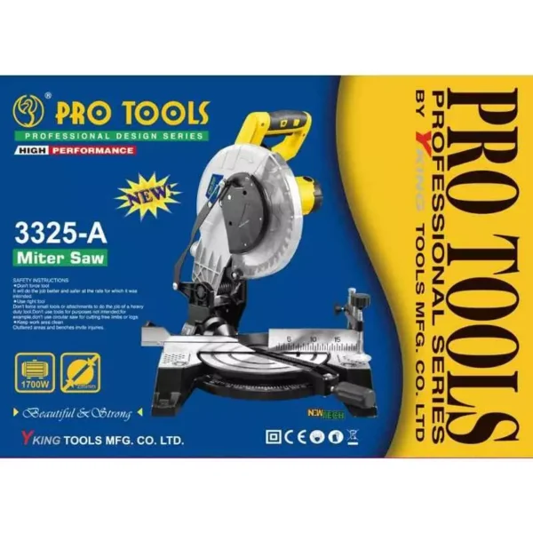 Pro Tools Miter Saw 1700 W 255 mm Wheel Diameter 93 mm Cutting Capacity, 3325-A - Image 2