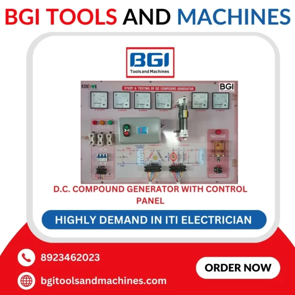 D.C. Compound Generator with control panel including fitted rheostat, voltmeter, ammeter and breaker