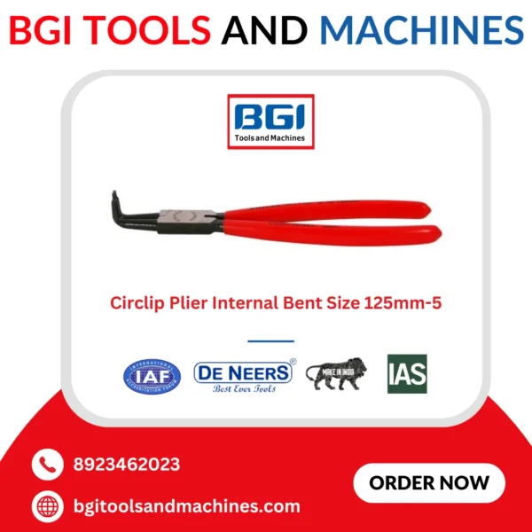 Circlip Plier Internal Bent Size 125mm-5 De Neers (HSN 8203) - Image 2