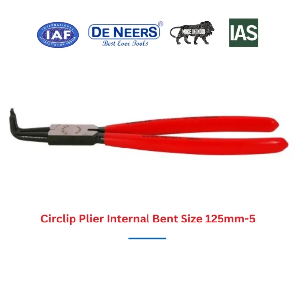 Circlip Plier Internal Bent Size 125mm-5 De Neers (HSN 8203) - Image 3