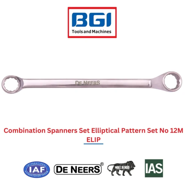 Combination Spanners Set Elliptical Pattern (Mirror Finish) Set No 12M ELIP De Neers (HSN 8204)