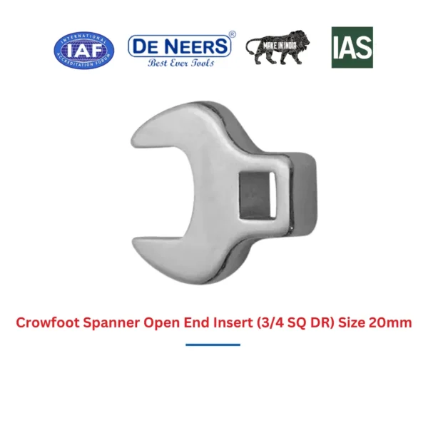 Crowfoot Spanner Open End Insert (3/4 SQ DR) Size 20mm De Neers (HSN 8204) - Image 3