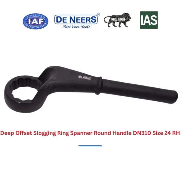 Deep Offset Slogging Ring Spanner Round Handle DN310 Size 24 RH De Neers (HSN 8204) - Image 3