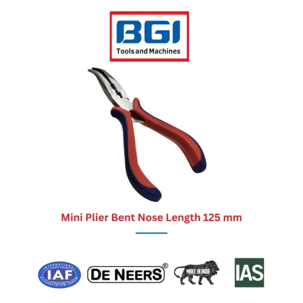 Mini Plier Bent Nose Length 125 mm De Neers (HSN 8203)