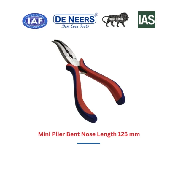 Mini Plier Bent Nose Length 125 mm De Neers (HSN 8203) - Image 3