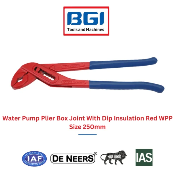 Water Pump Plier Box Joint With Dip Insulation Red WPP Size 250mm De Neers (HSN 8203)